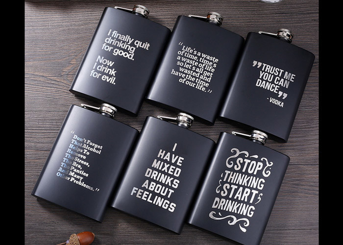 Matte Black Kitchen Household Items 8oz Stainless Steel Hip Flask