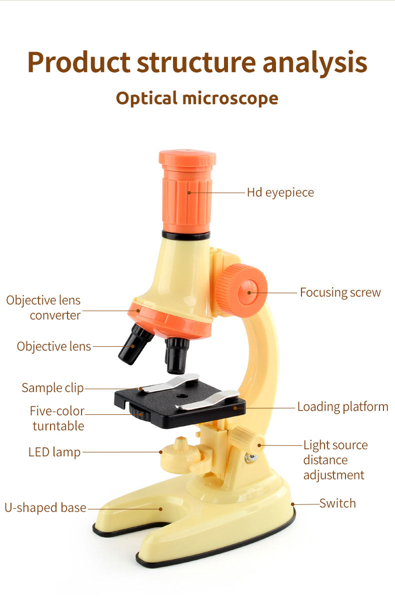 Student Science And Biology Experimental Equipment Plastic 1200 Times Microscope Toy