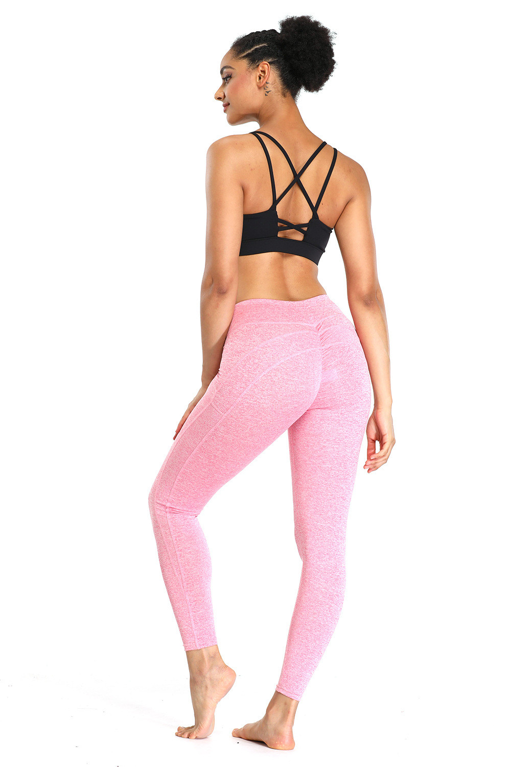 Casual Pink 9 Point Ladies Keep Fit Leggings Workout Pants For Women