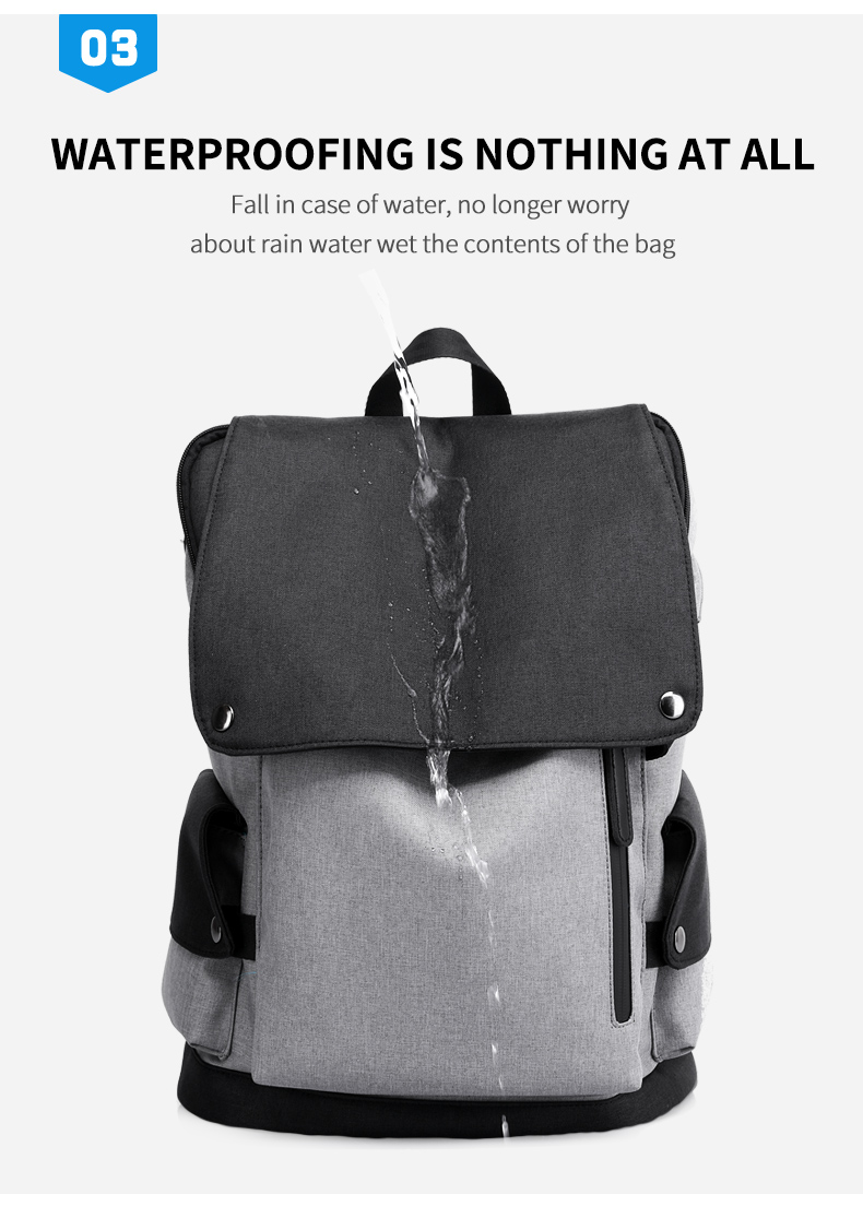 Factory wholesale high quality fashion waterproof USB trend mens school bags Laptop Backpack