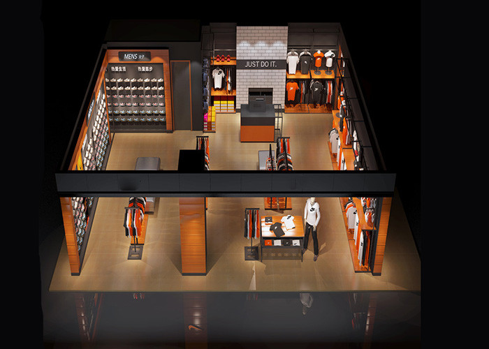 Custom Materials Wall Mounted Clothes Rail , Sport Clothing Racks For Stores