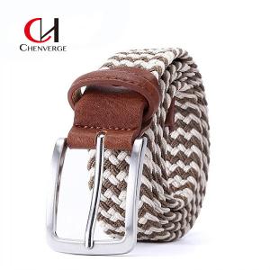 China 120CM Length Braided Elastic Belt Holeless Pin Buckle Smooth Surface wholesale