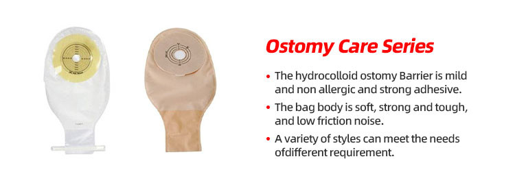 Medical One piece Ostomy Bag Stoma Pouch Beige Color Drainable 65mm Cut One Piece System Ostomy Bag