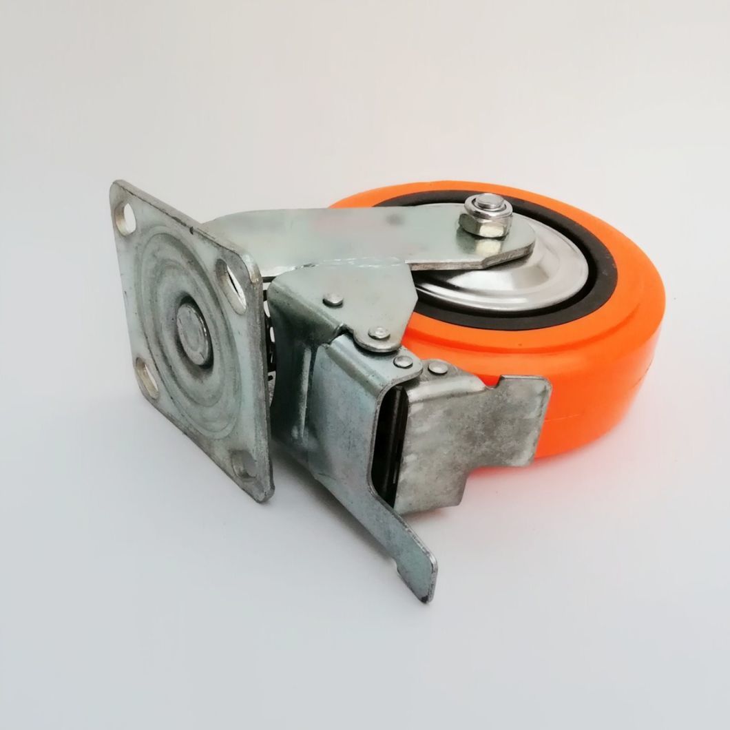 4 5 6 8inch Orange Polyurethane Double Ball Bearing Swivel Castor