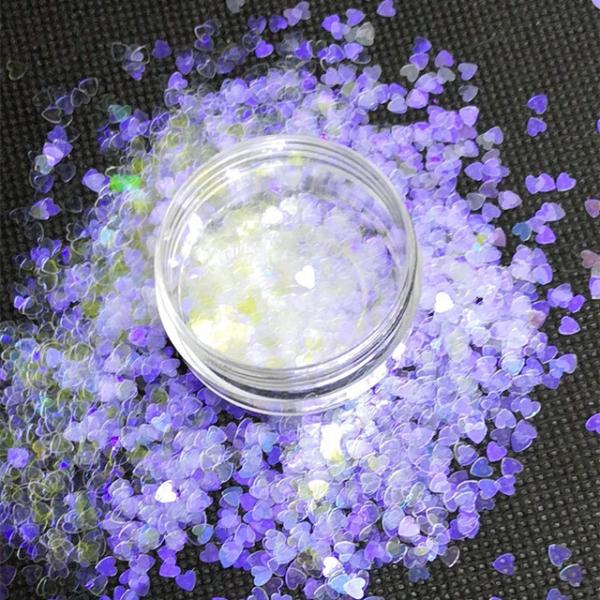 Customizable Love Heart Shaped Glitter Heart Nail Art Craft in 365 Colors for