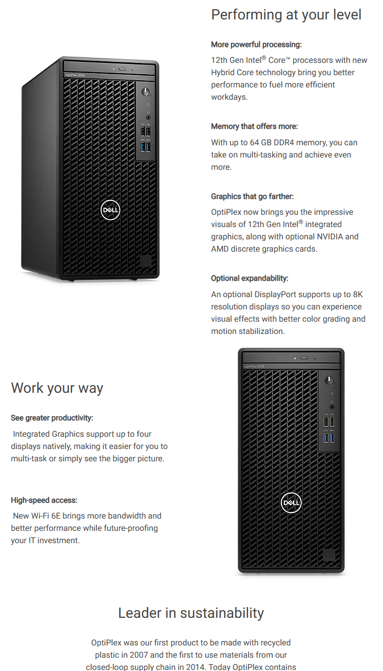 Dell OptiPlex 3000MFF i5-12500 8G Microcomputer Desktop 256GB HDD