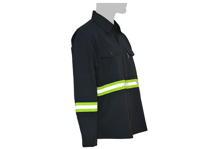 Pure Cotton Twill Navy Safety Work Clothes For Men With Two Chest Pockets