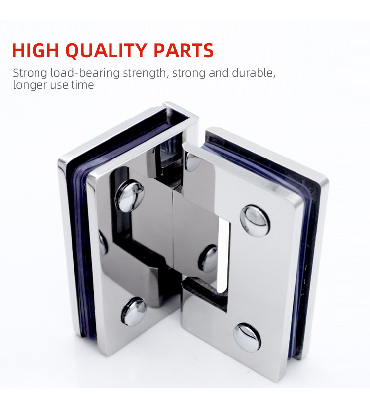 Square Glass to Glass Shower Room Glass Hinge with Polished Chrome Straight Edge Design