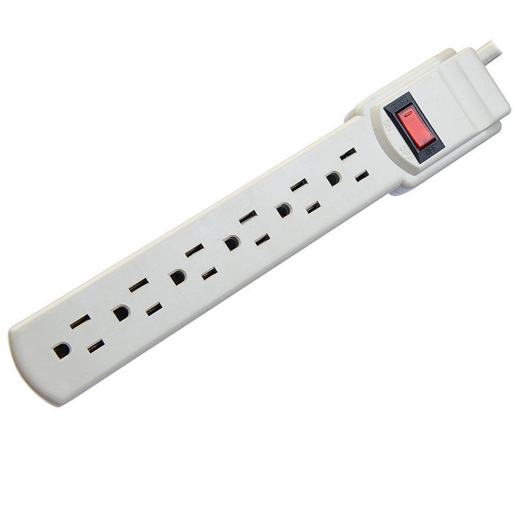 6 Outlet Power Strip with 2.5 Feet ETL Power Socket Extension and Durable Oxygen Free Bared Stranded Copper