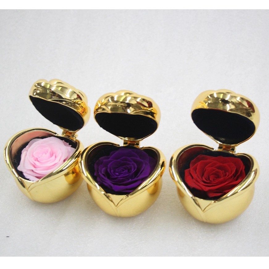 Preserved rose flower rose ring box ring boxes jewellery metal rose ring box wedding