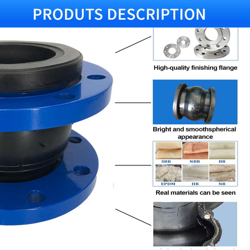 DN25-DN3000 flexible pipe expansion joint rubber Fully End-Sealed Flanged Bellows EPDM Single Sphere