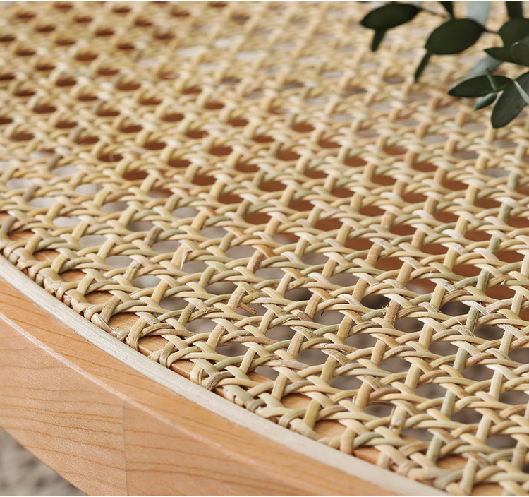 Ergonomics Rattan Glass Table 80*80*45cm Tempered Glass Top Coffee Table