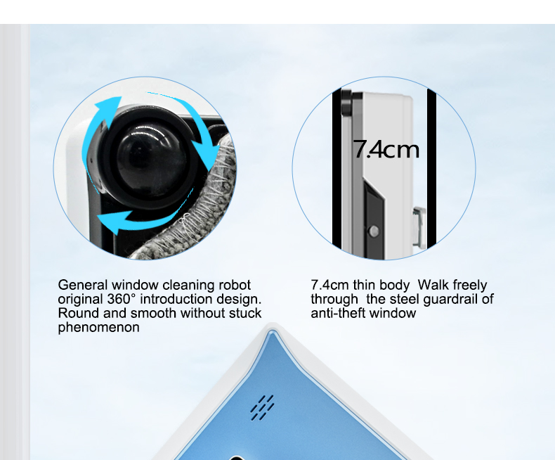 Household App Controlled Huidi Ultra-Thin Robot Window Cleaning Machine With Two Nozzles