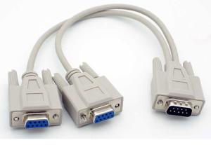 China 9 Pin DB9 male to dual Female Y Splitter cable wholesale