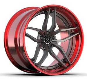 China Staggered 3 Piece Forged Grey Red Wheels For 20inch Alloy Car Super Concave Rims wholesale