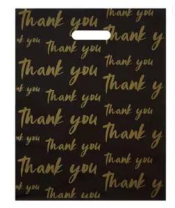 China PE PVC Thank You Plastic Shopping Bags Black Boutique Shopping Bag wholesale
