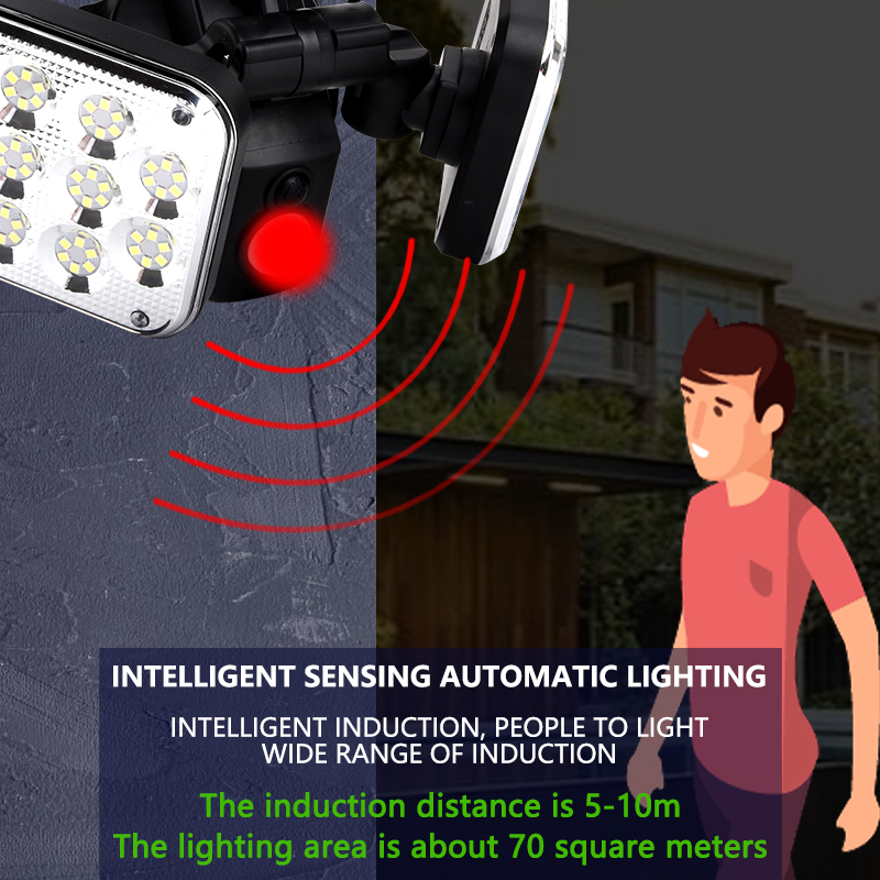 Dual Head Led Outdoor Wireless Solar Powered PIR Motion sensor Solar Garden Wall Light
