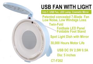 China USB Fan and Lamp with cosmetic mirror CT-F202 wholesale