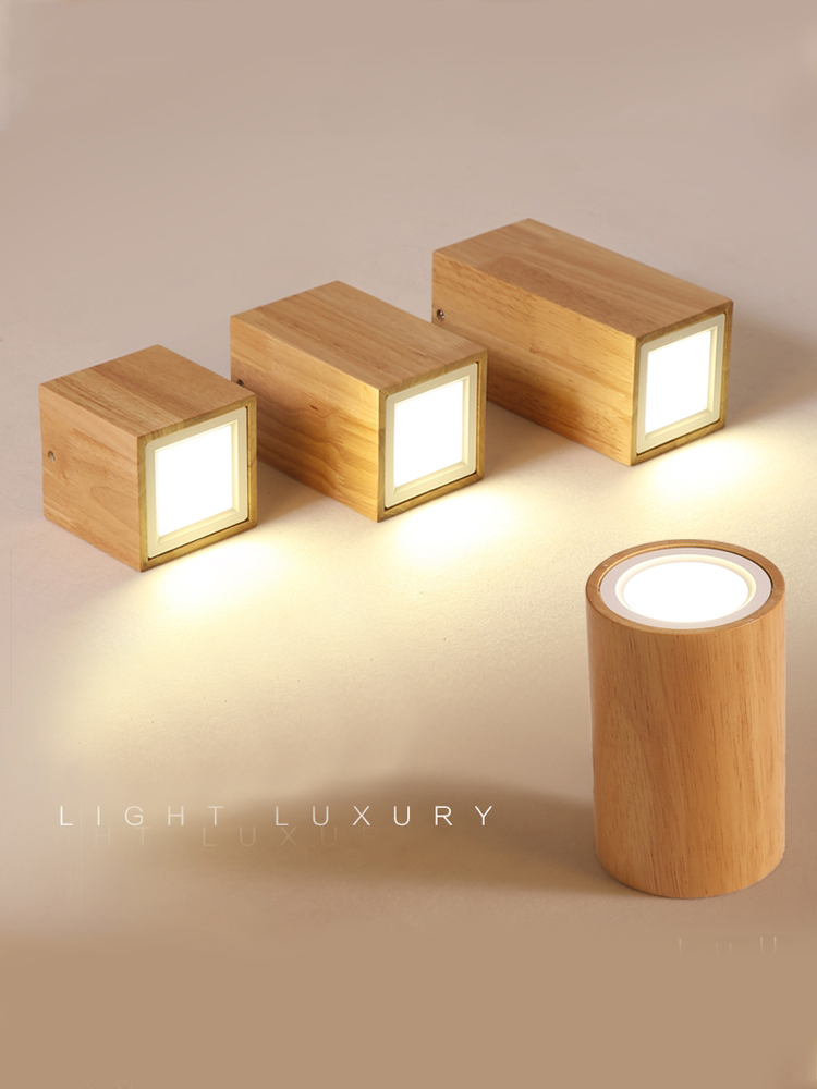 Nordic style round and square solid wood corridor led ceiling light living room Aisle wood led down light(WH-WA-57)