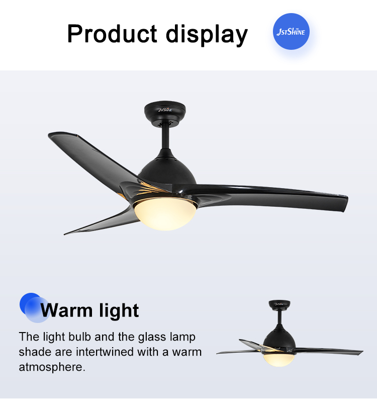 52 Inch DC Pure Copper 6 Speed Ceiling Fan with Light Kit and 3000K Color Temperature