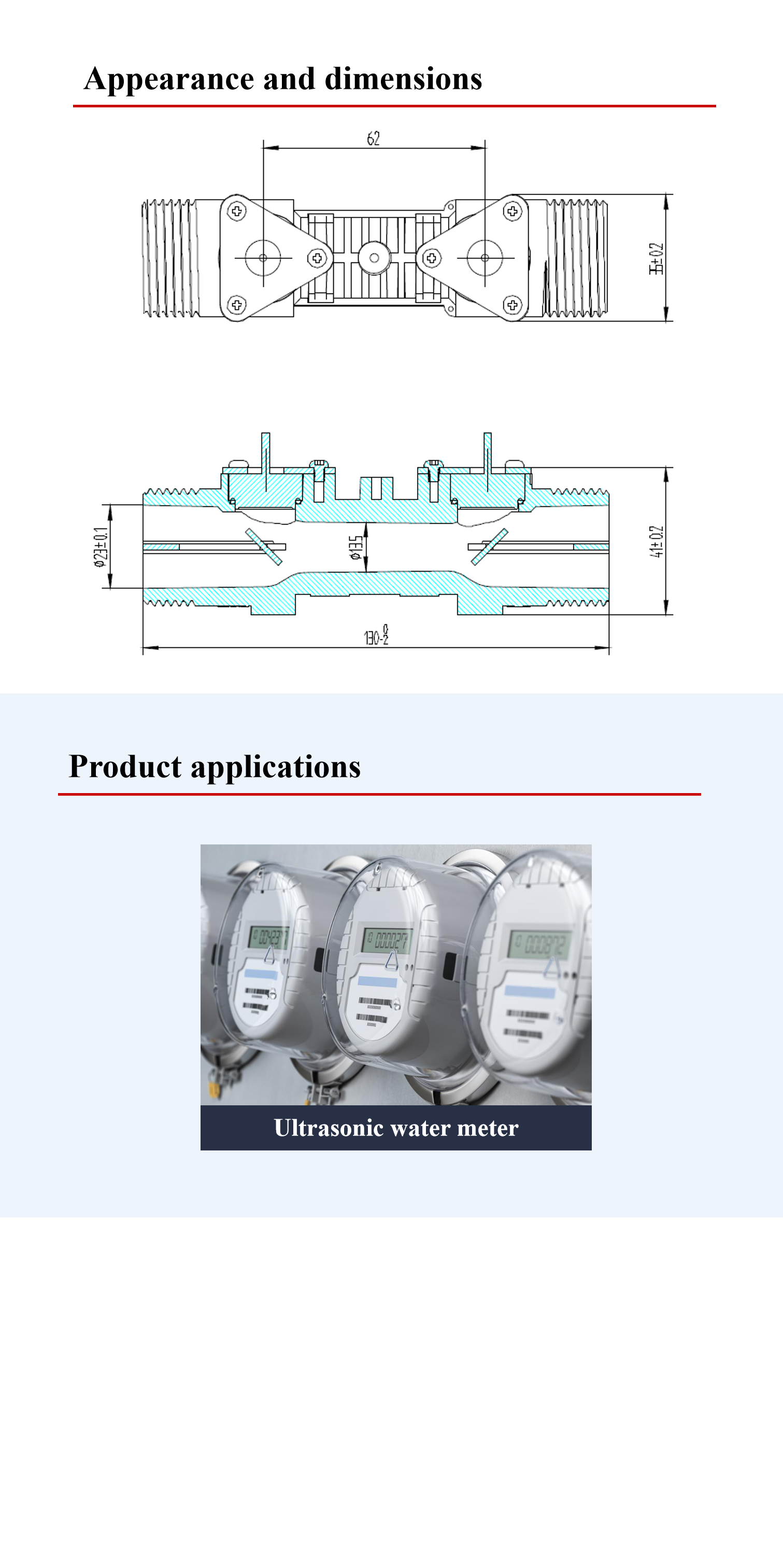 HS0016 1mhz Ultrasonic Flow Transducer flow meter DN20 with plastic pipe