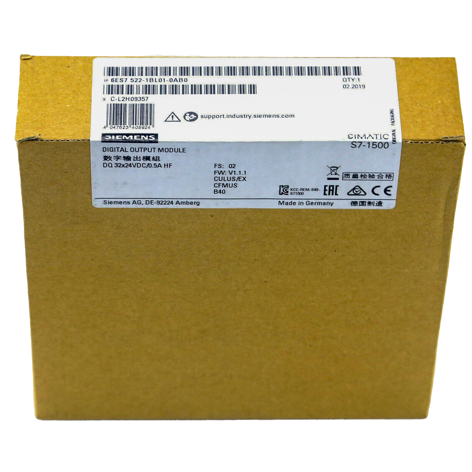 SIEMENS PLC SIMATIC S7-1500 DQ 32X24VDC/0.5A ST 6ES7522-1BL01-0AB0 MODULE SUPPORTS THE SAFETY-ORIENTED