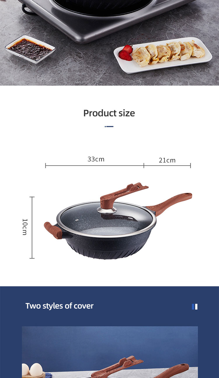 Wholesale Custom 32cm Aluminum Frying Pan Maifan Stone Coating Non Stick Cooking Pot Frying Pan