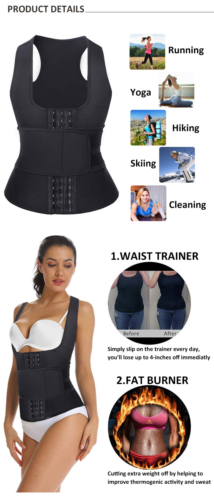 Women'S Quick dry Neoprene waist trainer corset for Training