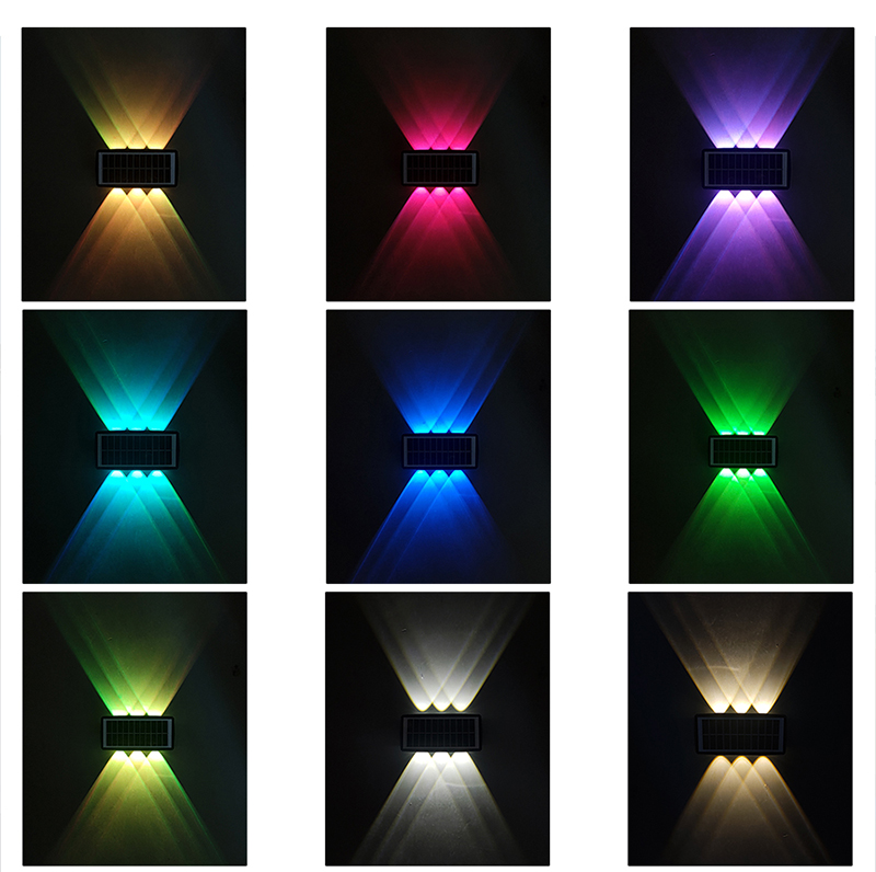 2 Mode RGB Wall Light LED Solar Powered Lights IP65 Color Changing