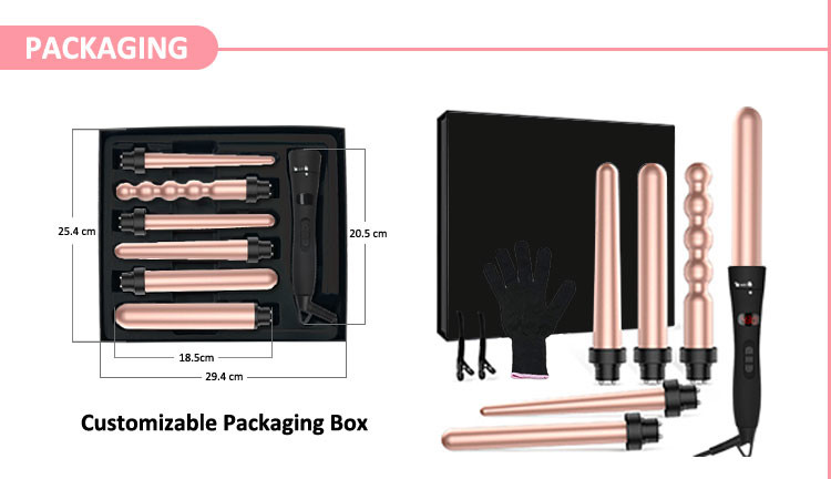 PTC Heater Titanium Interchangeable Curling Iron Set Adjustable Temperature