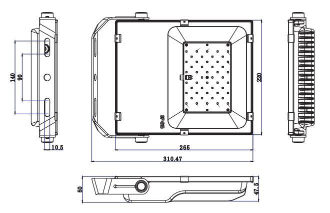 Black Shell Modular LED Flood Light 50W 120lm / W 120 Degree Beam Angle
