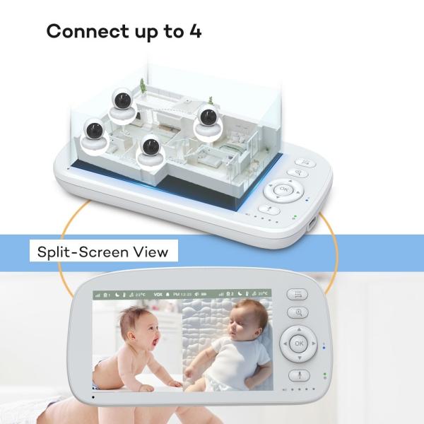 360°pan Tilt Zoom 1920X1080P Baby Unit High Definition Infant Monitor Compact And Weighing Only 0.85kg For Easy Setup Video Babyphone