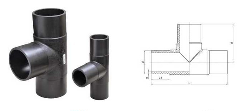 SDR11 SDR17.6 DN63-DN450 PE Spigot Equal Tee Polyethylene Pipe Fittings