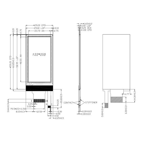 2.13" E-ink Display with Frontlight | 122×250 | 0.3s Partial Refresh | SPI Interface | Custom CTP