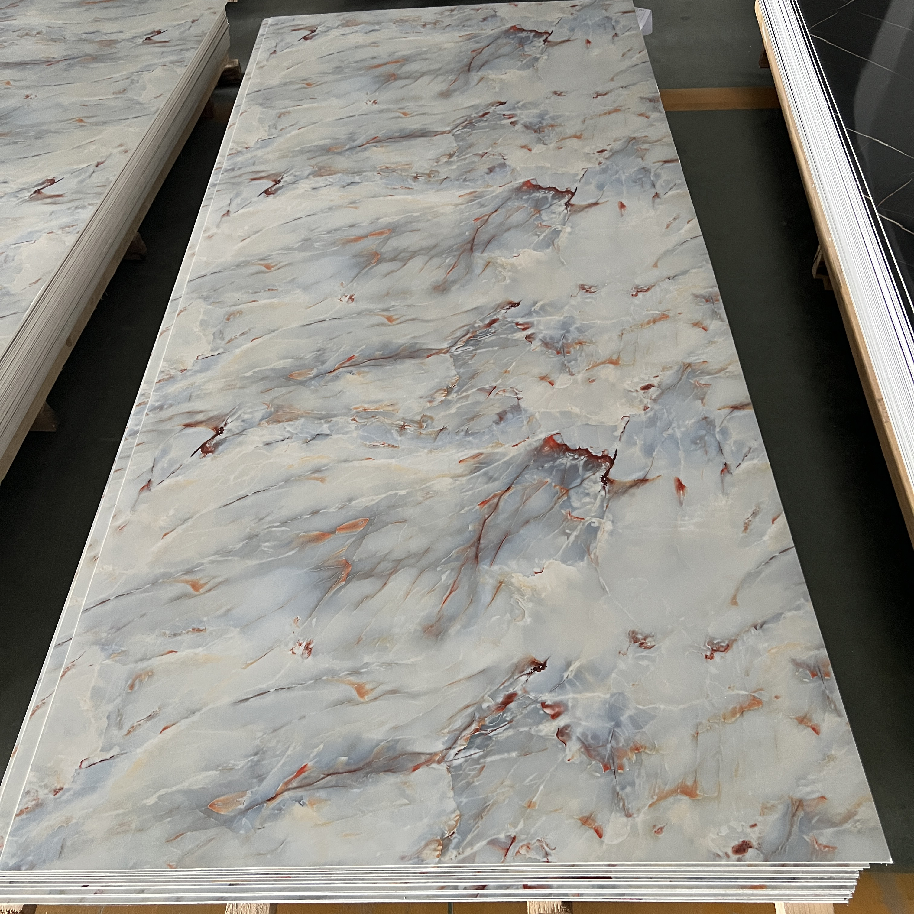 Hot Stamp PVC Faux Marble Sheet for Wall Decoration 1220x2440mm 1220x2800mm from Chinese