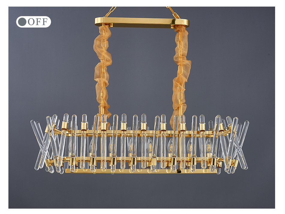 Luxury Kitchen Chandelier Modern Home Decor Hang Lamp Gold Rectangle ceiling light fixture(WH-CY-235)