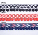 GM01 Textured Waves Pom Pom Braid Trim 3.8cm