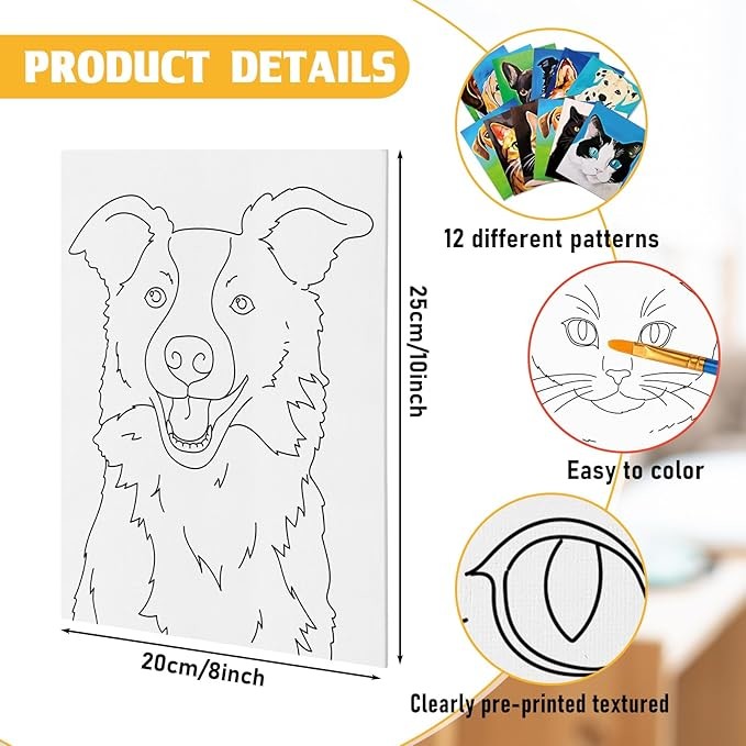 3mm Thickness Pre Drawn Outline Sketched Canvas For Kid Beginners Student Adults
