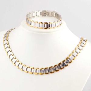 China US Europe Fashion 316L Stainless Steel Bracelet With Matched Necklace Jewelry Set CQS19 wholesale