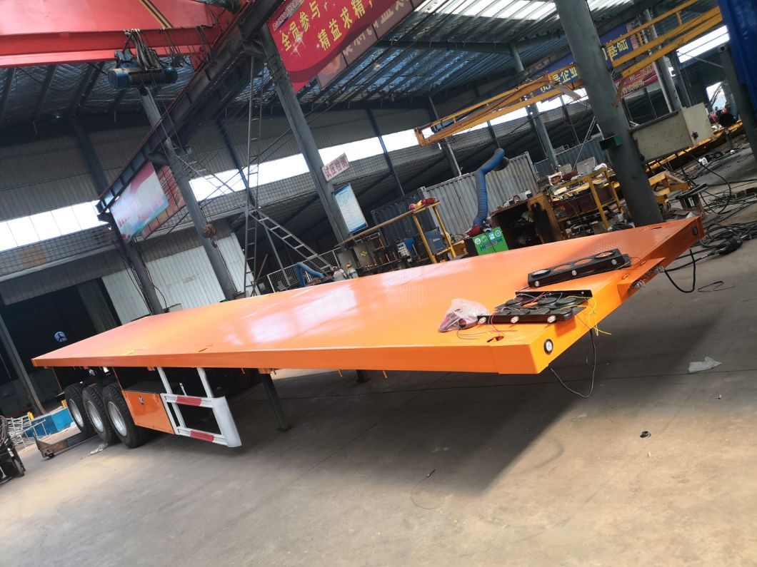 China Top Supplier 3 Axle Flatbed/Platform Semi Trailer for 20 FT/40FT/45FT Container Cargo Transport