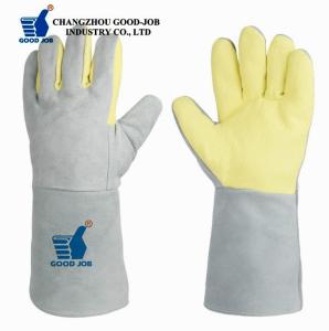 China 500℃ Heat Resistant Welding Gloves With Cowhide Leather ARAMID Fiber on sale