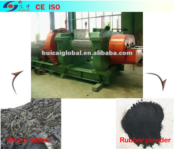 Electric Motor Rubber Recycling Machinery 50 kW Power Rubber Cracker Mill Tire Crusher