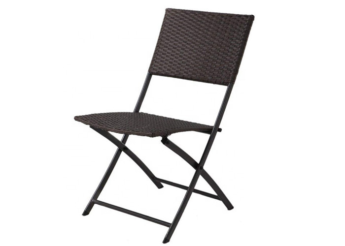 EN581 Approved Rattan Folding Garden Chairs With Powder Coated Frame