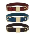 Engraved Alloy Square Collar Leash Harness Set Cowhide Collar Dog Collar