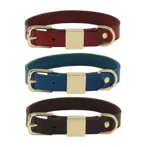 China Engraved Alloy Square Collar Leash Harness Set Cowhide Collar Dog Collar wholesale