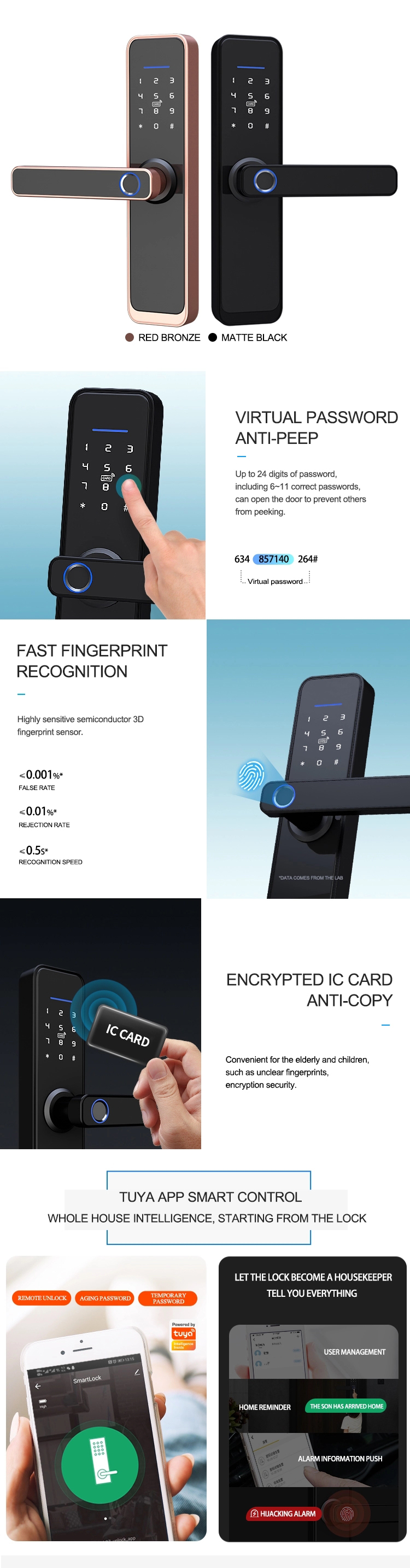 Multifunctional Fingerprint Door Lock Smart Home Password Gate Lock