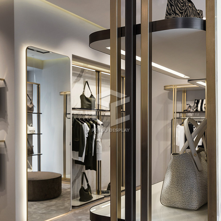 MDF Metal Bag Display Showcases For Shopping Mall