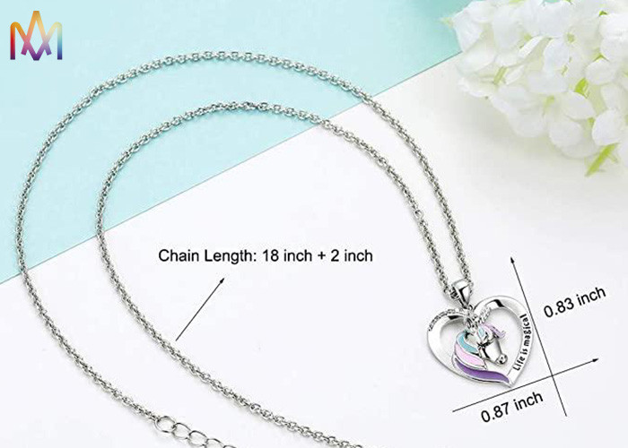 Magical Gift Fadeless SS Rainbow Unicorn Necklace