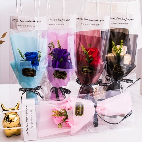 Factory Wholesale Bagged Rose Soap Flower Bouquet Mother's Day Company Group