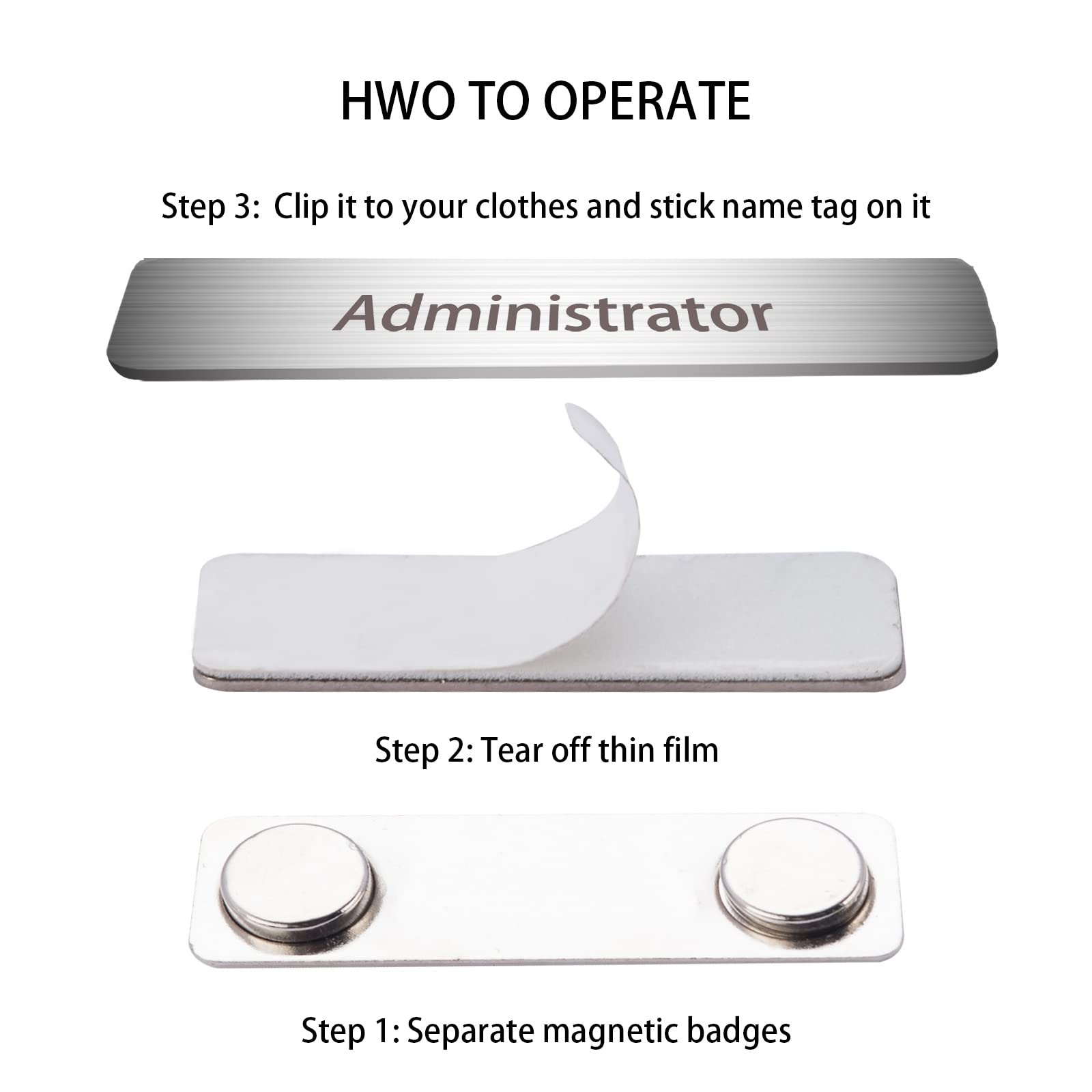 Block Magnetic Name Badge Tolerance ±1% Plastic Name Tag with Magnetic Attachment